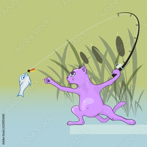 cat fisherman fishing fly fishing