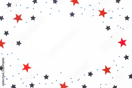 Christmas stars on white background, flat lay, top view