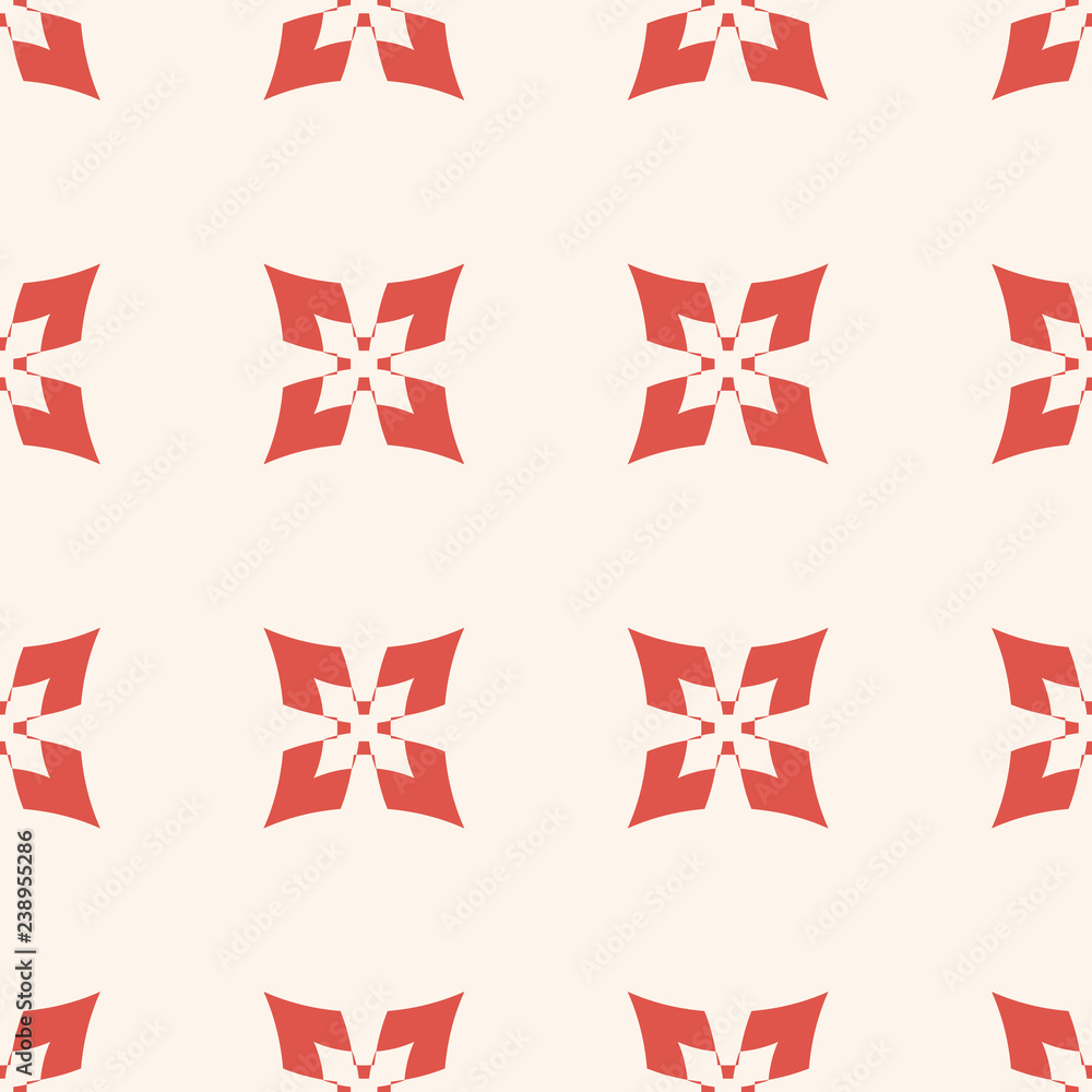 Simple vector geometric floral seamless pattern. Red and beige abstract ornament Simple vector geometric floral seamless pattern. Red and beige abstract ornament