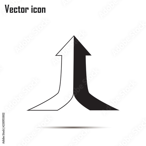 One goal. The two arrows are connected in one direction up. Vector illustration.