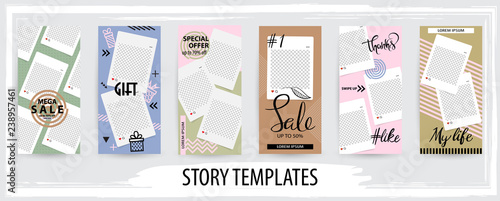 Trendy editable template for social networks stories, vector illustration.