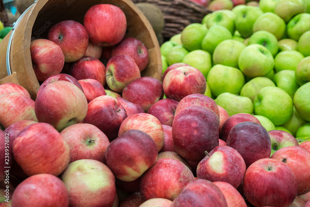 verious apples in Market stall. healthy food verious apples in Market stall. healthy food