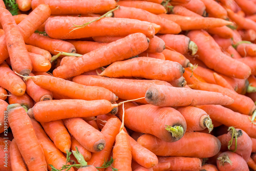 Fresh carrots at the local market, fresh food Fresh carrots at the local market, fresh food