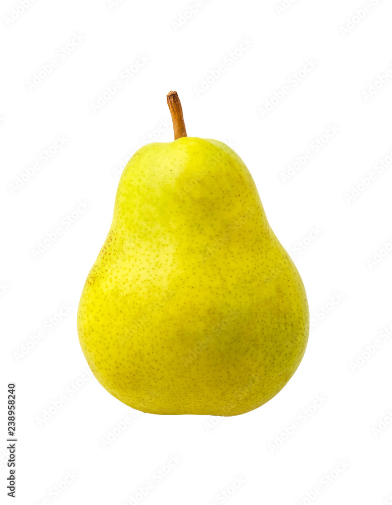 ripe yellow pear close up isolated on white background ripe yellow pear close up isolated on white background