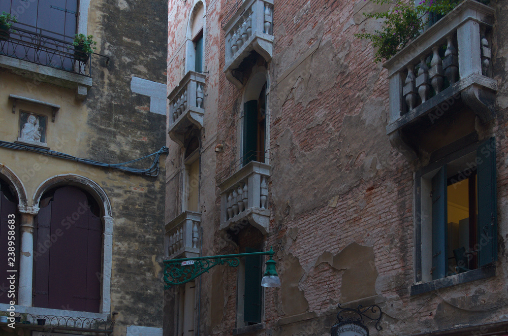 Windows and balcony in Venice Italy