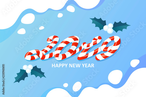 2019 new year banner. colorful candy lettering. vector cartoon illustration