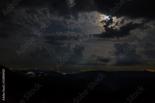 dramatic night sky with clouds