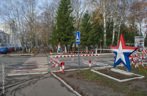 street with entrance to the military unit