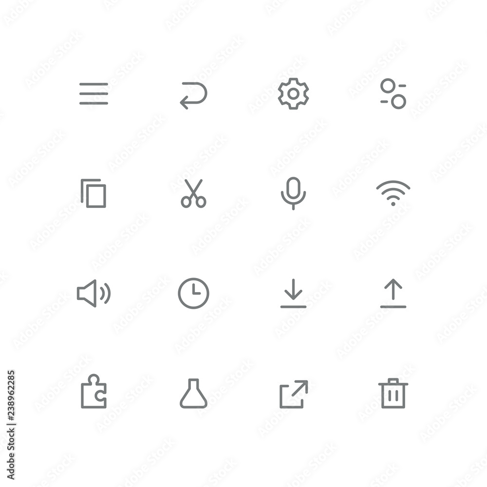 Bold outline icon set - menu, arrow, gear wheel, switch, file, scissors, microphone, wi fi, loudspeaker, clock, puzzle, test tube, link and basket symbol. Internet, system and technology vector signs. Bold outline icon set - menu, arrow, gear wheel, switch, file, scissors, microphone, wi fi, loudspeaker, clock, puzzle, test tube, link and basket symbol. Internet, system and technology vector signs.
