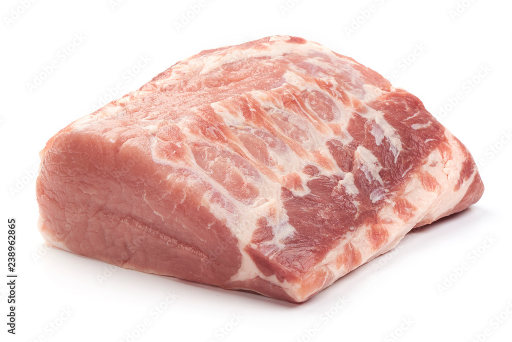 Raw Pork Neck, isolated on white background. Close-up Raw Pork Neck, isolated on white background. Close-up