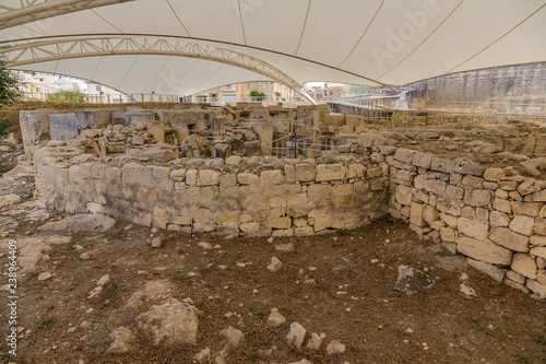 Tarxien, Malta. Prehistoric temple-megalith (UNESCO list), about 3000 years BC photo