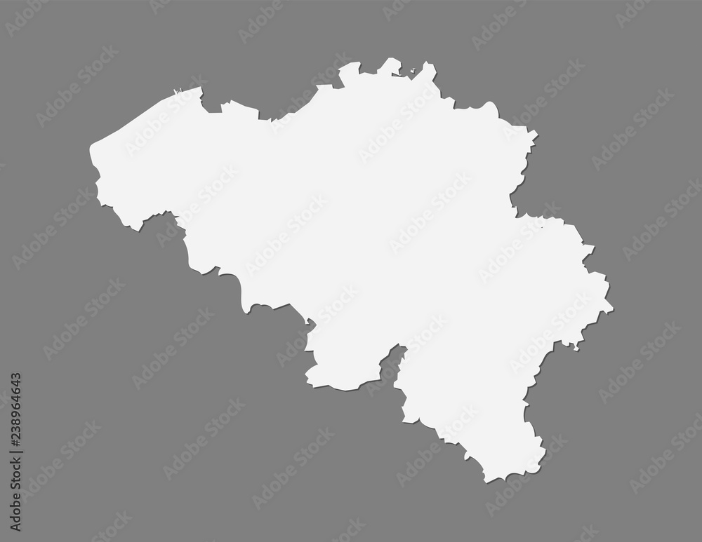 White Belgium map using single border line on dark background vector illustration