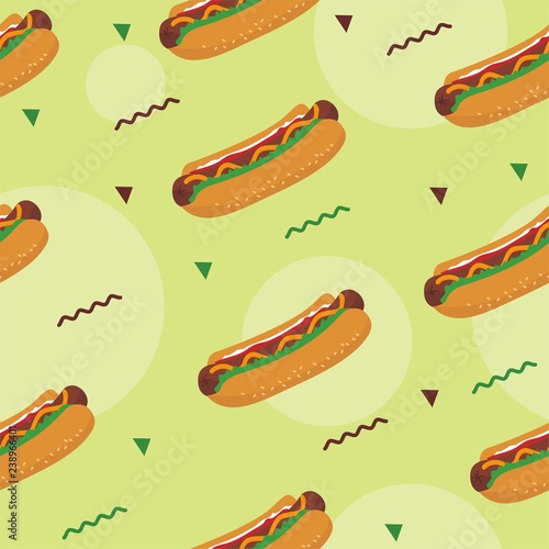 Seamless hot dog pattern background 