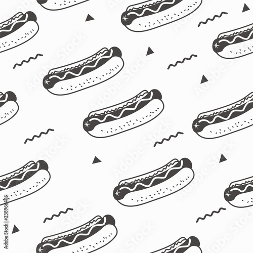 Seamless background with hot dog pattern 