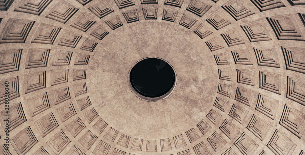 Impressive dome of roman pantheon (built in the 2nd century by emperor Hadrian)