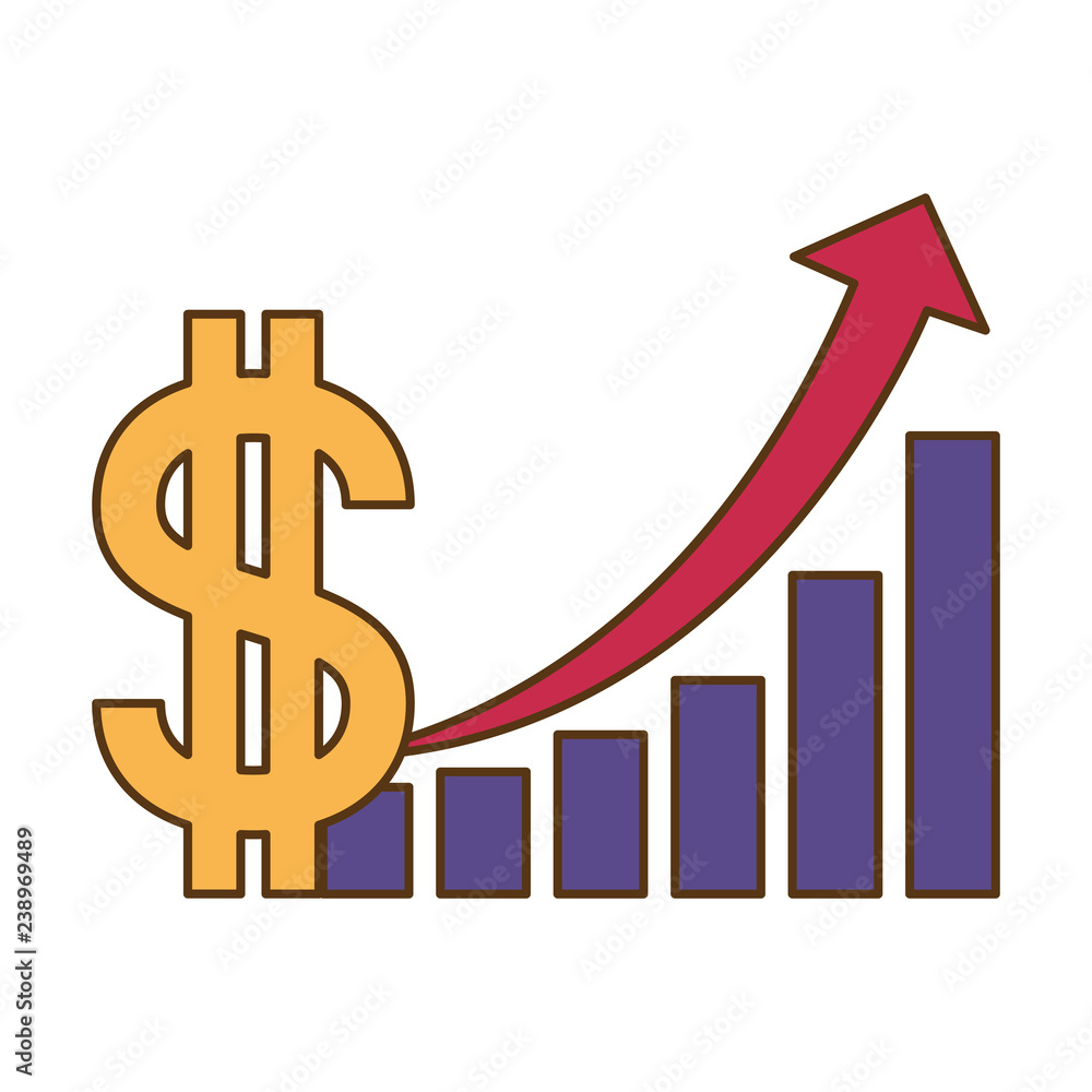 dollar symbol with bar graph isolated icon dollar symbol with bar graph isolated icon