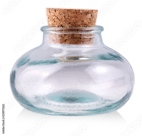 Glass with a cork on a white background