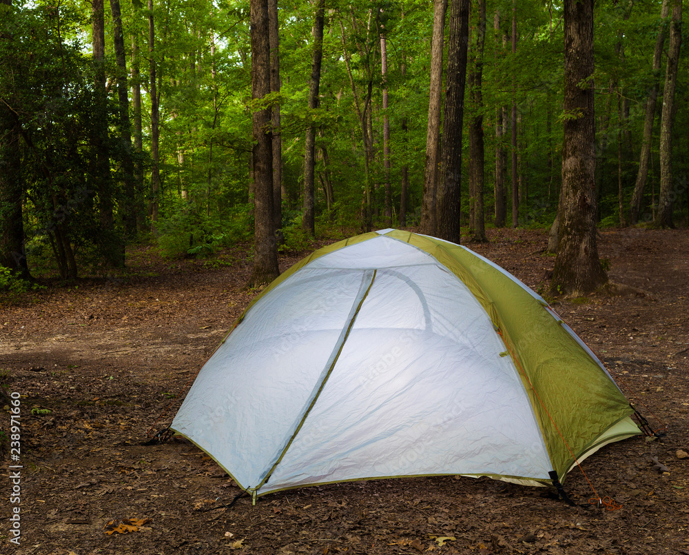 Nylon tent in the forest