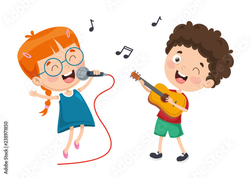 Vector Illustration Of Children Music