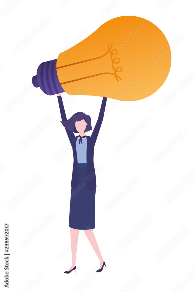 Businesswoman with lightbulb avatar character Businesswoman with lightbulb avatar character
