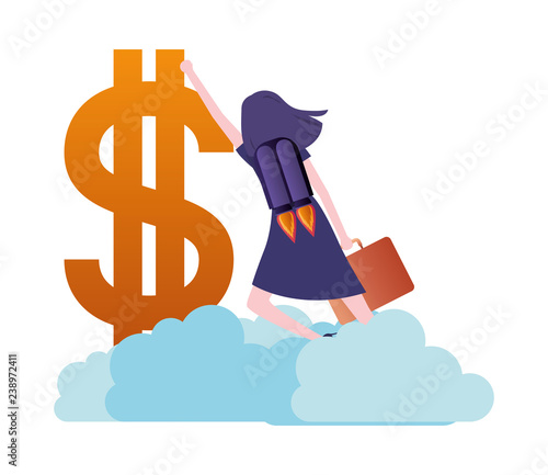 businesswoman with dollar sign avatar character photo