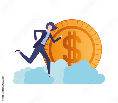 businesswoman with dollar sign avatar character photo