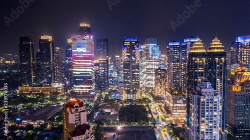 Beautiful Jakarta central business district at night