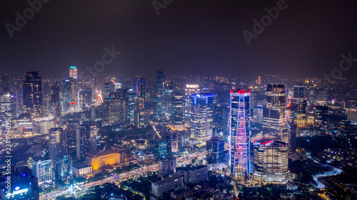 Beautiful Jakarta with glowing skyscrapers at night © Creativa Images