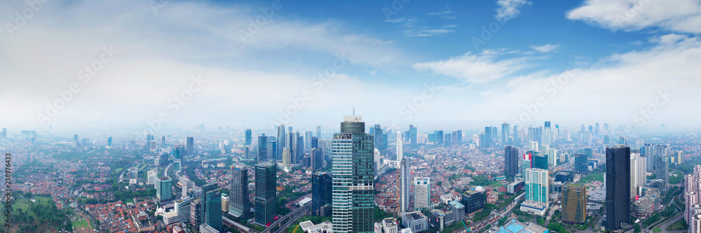 Jakarta city with high buildings at morning
