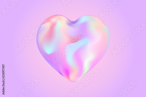 holographic fluid liquid heart. stock vector illustration clipart