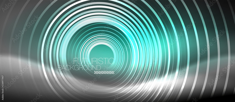 Neon circles abstract background, shiny lines Neon circles abstract background, shiny lines