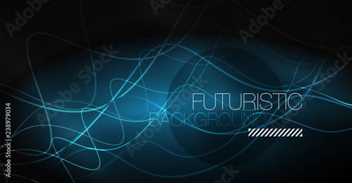 Neon lines wave background. Abstract composition
