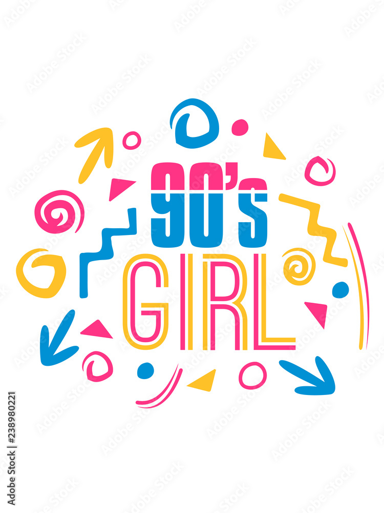 bunt 90s girl neunziger jahre retro mädchen frau weiblich cool funky style logo design geburtstag geschenk party feiern 90er jahrgang jahrzehnt