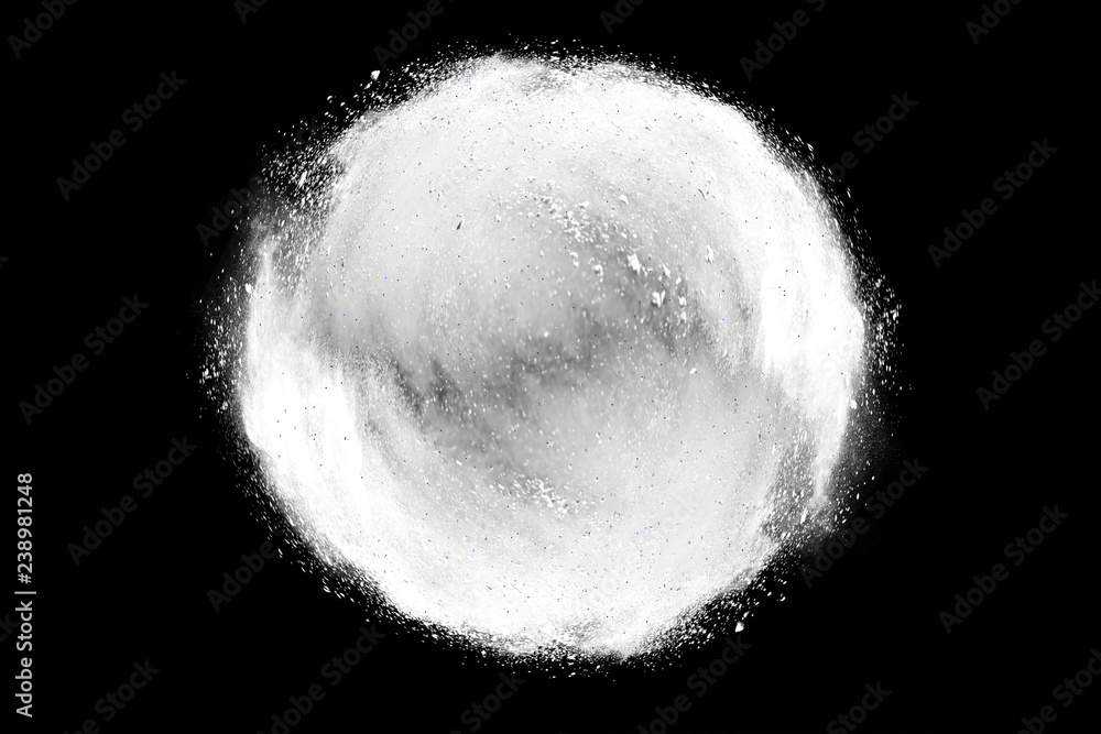 White powder explosion on black background.  - obrazy, fototapety, plakaty 