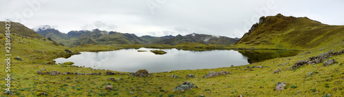Beautiful Lake in Peru with Mountains in the background - Panorama