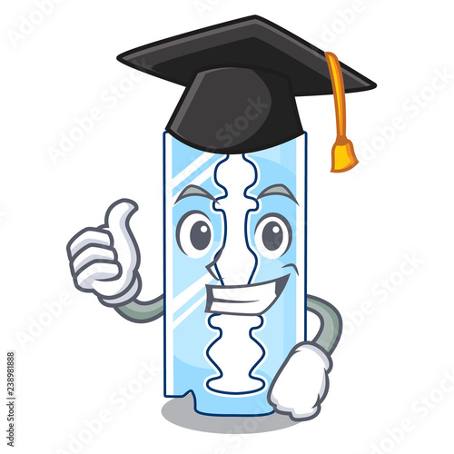 Graduation razor blade a on shape cartoon