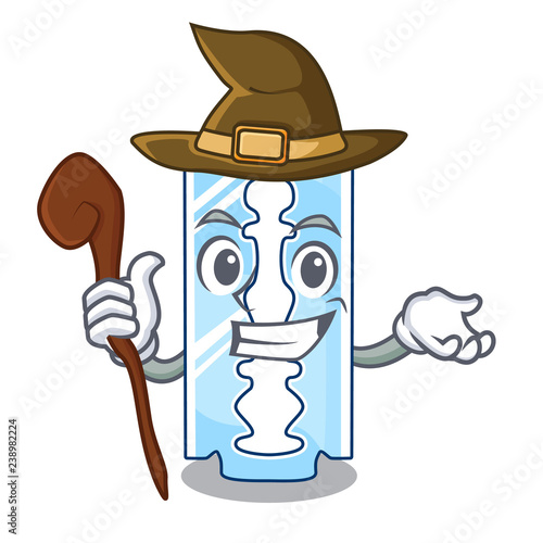 Witch razor blade and border cartoon cyan
