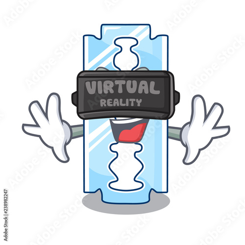 Virtual reality razor blade and border cartoon cyan