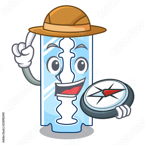 Explorer razor blade and border cartoon cyan