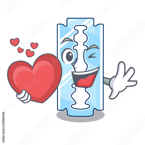 With heart razor blade and border cartoon cyan