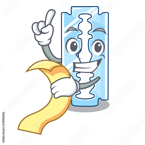With menu razor blade and border cartoon cyan