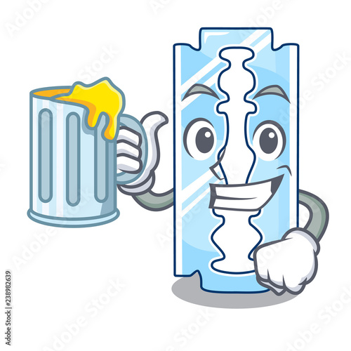 With juice razor blade and border cartoon cyan