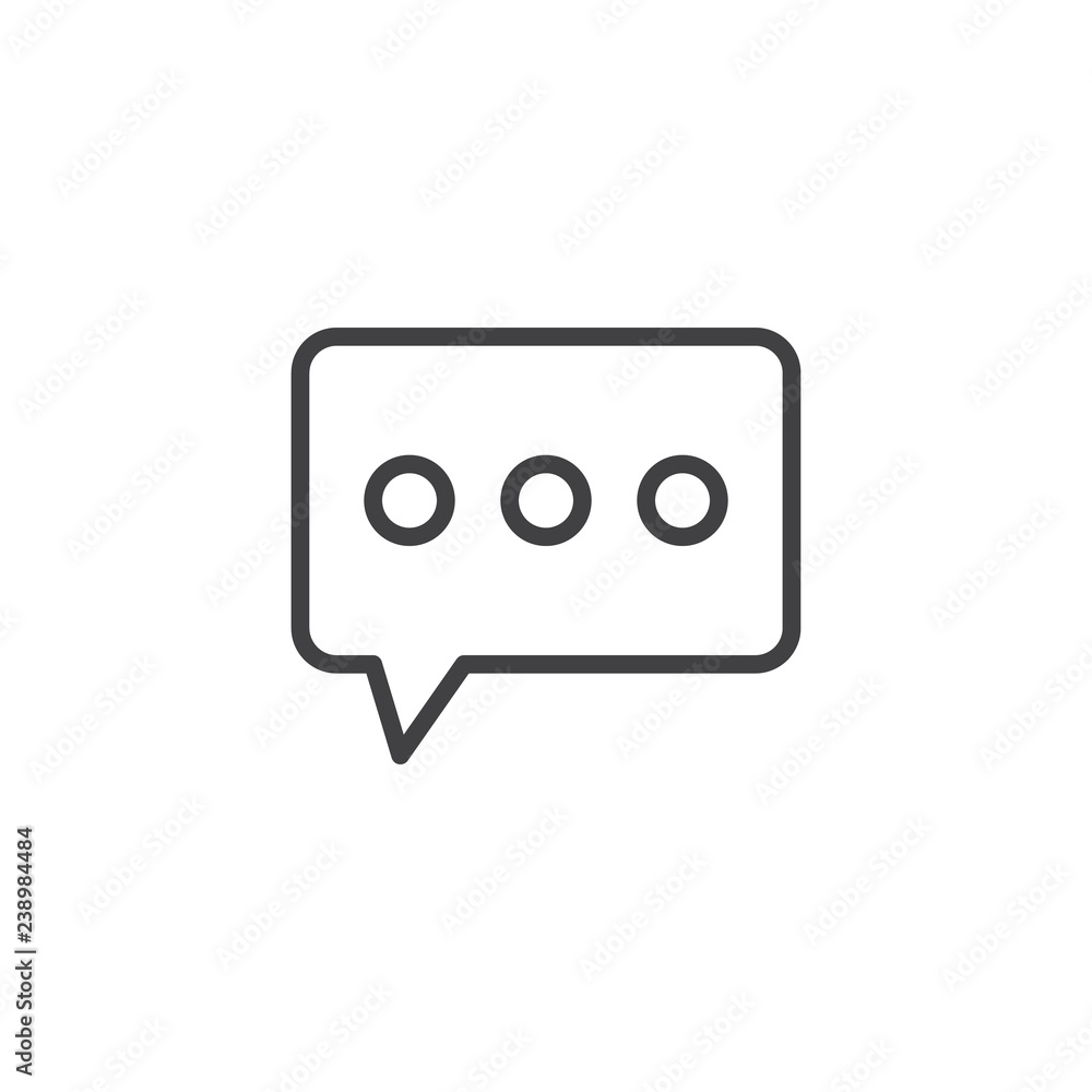 Chat message outline icon. linear style sign for mobile concept and web design. Speech bubble with text typing simple line vector icon. Symbol, logo illustration. Pixel perfect vector graphics Chat message outline icon. linear style sign for mobile concept and web design. Speech bubble with text typing simple line vector icon. Symbol, logo illustration. Pixel perfect vector graphics