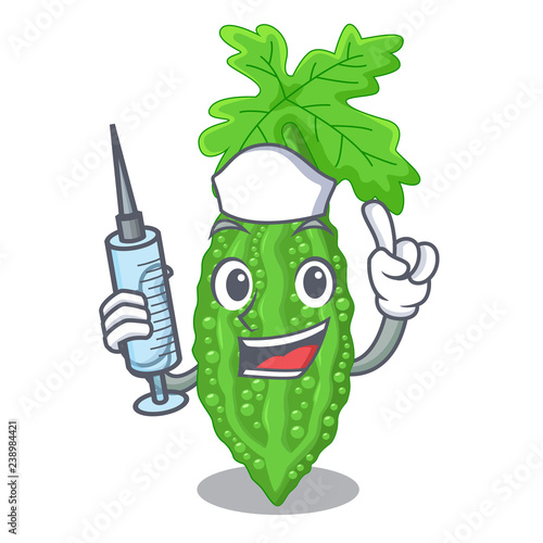Nurse bitter melon gourd on shape cartoon