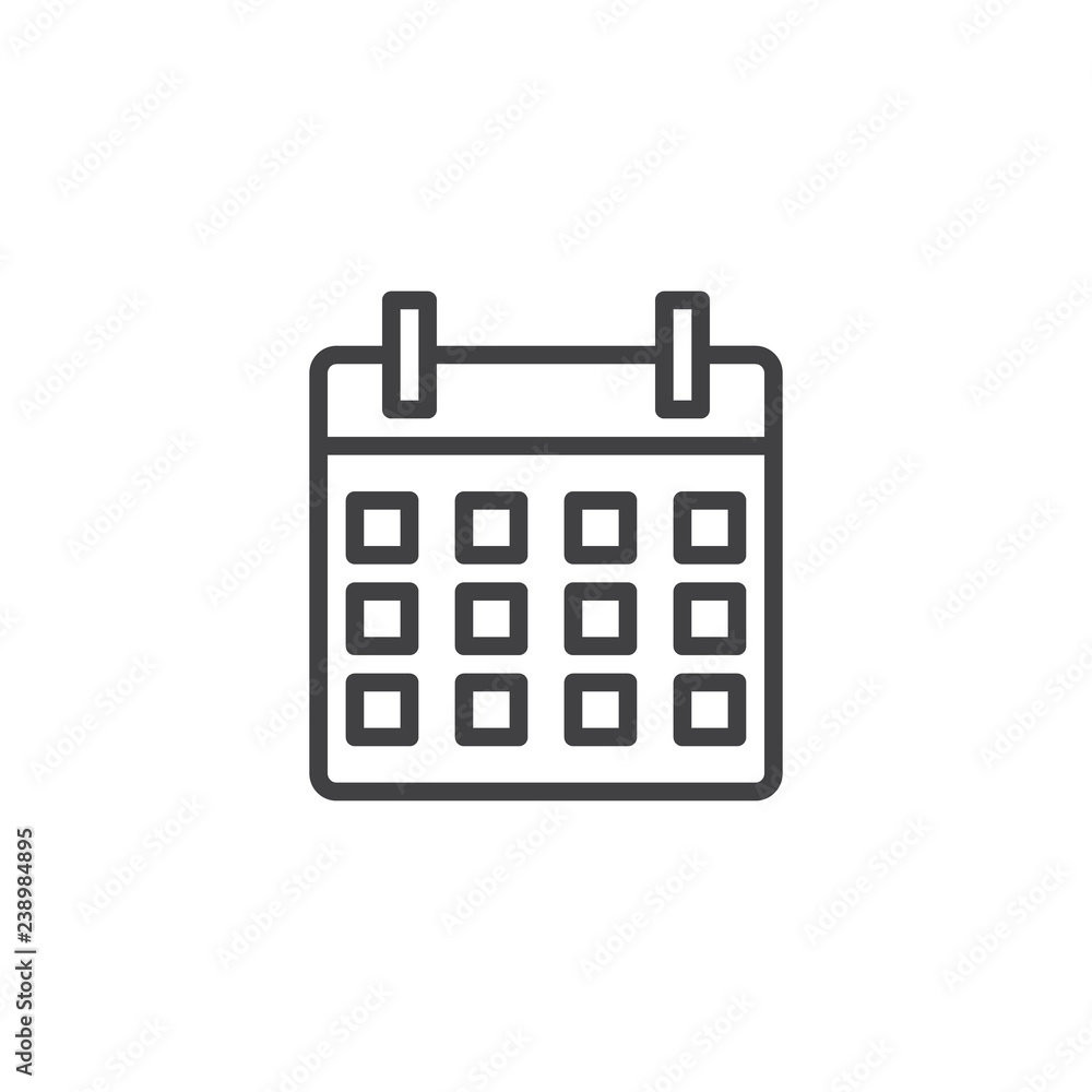 Calendar outline icon. linear style sign for mobile concept and web design. Agenda, reminder simple line vector icon. Symbol, logo illustration. Pixel perfect vector graphics Calendar outline icon. linear style sign for mobile concept and web design. Agenda, reminder simple line vector icon. Symbol, logo illustration. Pixel perfect vector graphics