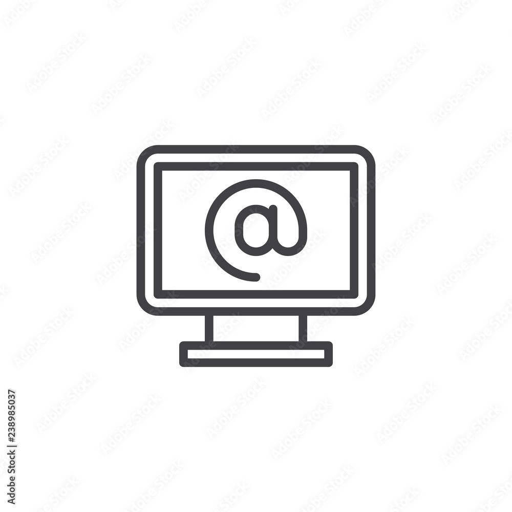 Email desktop outline icon. linear style sign for mobile concept and web design. Internet mail simple line vector icon. Symbol, logo illustration. Pixel perfect vector graphics Email desktop outline icon. linear style sign for mobile concept and web design. Internet mail simple line vector icon. Symbol, logo illustration. Pixel perfect vector graphics