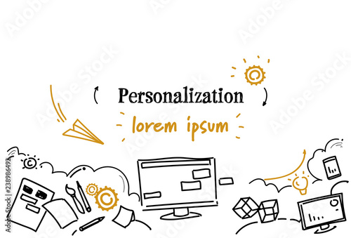 Quadro su tela computer screen interface design personalization concept sketch doodle horizonta