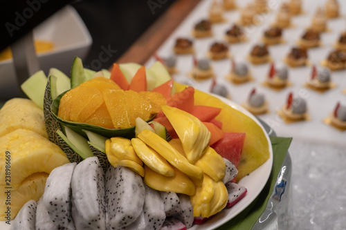 fruit plate and cookies