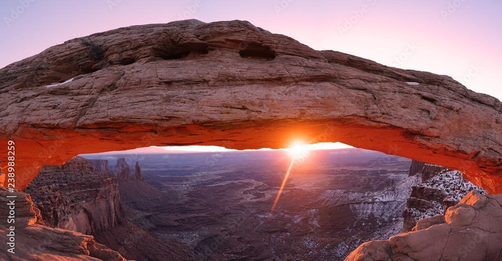 Sunrise at Mesa Arch of  Canyon lands National Park. Utah, United state of America