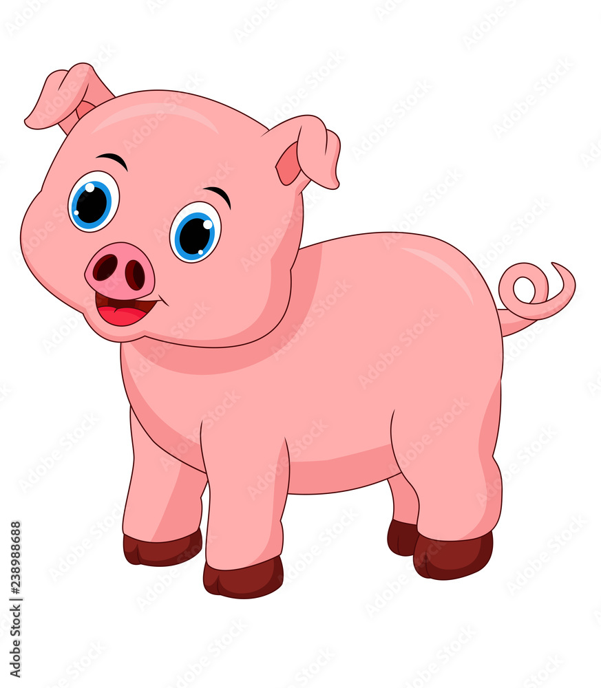 Naklejka premium Cute pig cartoon isolated on white background